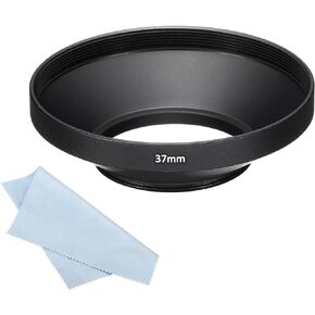 PATIKIL 37mm Lens Hood, Wide Angle Matte Surface Anti-reflective Inside Hood with Cleaning Cloth for Camera Lens, Black for Nikon, for Fujifilm, for Pentax, for Leica