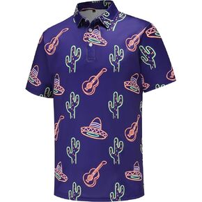 Men's Golf Polo Shirts Funny Golf Shirts for Men Performance Moisture Wicking Quick Dry Athletic Short Sleeve Shirts