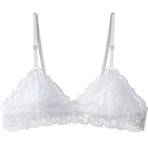 Women Lace Plunge Bralettes Wireless Unlined Bra (Bra And Panty Set)