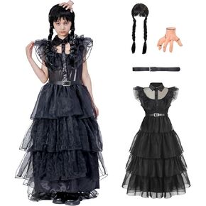 Wednesday Costume Tulle Dress for Girls Halloween Costumes Cosplay Stage Show Party
