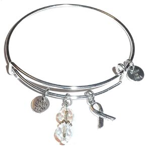 Hidden Hollow Beads Cancer Awareness (Hope for the Cure) Expandable Wire Bangle Bracelet, Comes in a GIFT BAG! (Plain (All Cancers))