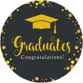 Black and Gold Class of 2024 Graduation Party Favor Stickers - 2 inch - 50 Labels