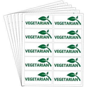 Vegetarian Stickers,Vegan Food Labels for Restaurant,Grocery Store,Bakery,2x1 Inch Sandwich Salad Labels,500 Pcs Per Pack