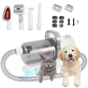 Dog Grooming Kit, Pet Grooming Vacuum & Dog Clippers, 6 in 1 Pet Grooming Vacuum with 5 Professional Grooming Shedding Tools for Dogs Cats