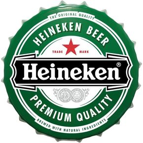 Heineks Decorative Bottle Caps Metal Tin Signs Cafe Beer Bar Decoration Plat 13.8 Inches Wall Art Plaque Vintage Home Decor