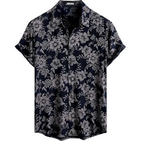 Mens Hawaiian Shirt Short Sleeve Button Down Tropical Shirts Casual Floral Summer Beach Shirt