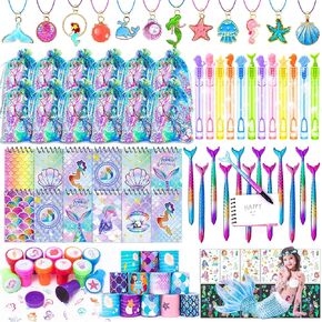 Mermaid Party Favors- Ocean Sea Party Toys Sets for 12 Children Decorations, Goodie Bag Fillers 96 PCS for Kids Summer Party Supplies, Necklace, Bubble Wands Girls Mermaid Birthday Party Favors