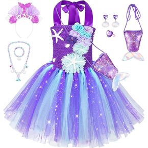 Little Mermaid Tutu Dress for Girls - Princess Mermaid Ariel Costume with Accessories