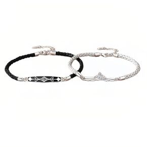 New Princess and Knight Couple Bracelet, Sterling Silver Fashion Couple Braided Bracelet, Women's Bracelet, Anniversary, Birthday, Valentine's Day, Best Gift for Girlfriend, Wife, Lover.