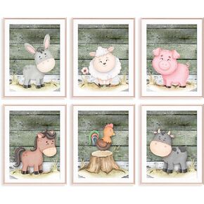 VICBOU 6 Pcs Watercolor Cute Farm Animals Wall Art Prints Nursery Decor Nursery Wall Decor Farm Animals Themed Posters for Baby Room Playroom Girls Boys Kids Toddler Room Decoration 8x10 in Unframed
