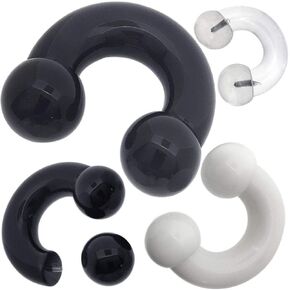 (3 pairs or 1 pair) 8g 3mm to 1/2 12mm Acrylic circular horseshoe ear plugs internally threaded screw ball
