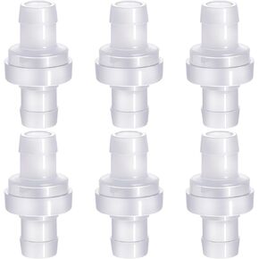 6 Pack One Way Check Valves, 1/2" (12mm) Hose Barb Non Return Ozone Resistance Plastic Valve Pump for Fuel Oil Water Air Gas