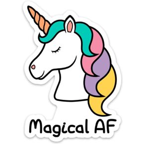 Unicorn Sticker Decal Vinyl Magical AF 4" x 2.8" Funny for Laptop Cell Phone Water Bottle