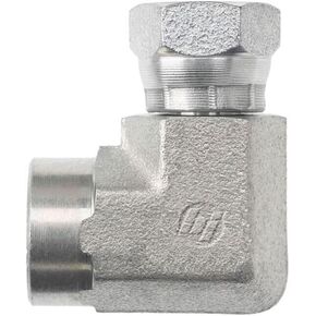 برينان إندستريز 1502-12-12-FG محول كوع من الفولاذ المطروق 90 ​​درجة، أنبوب أنثى 3/4 بوصة × أنبوب أنثى دوار 3/4 بوصة، سداسي 1.250 بوصة، مثقاب 0.620 بوصة in Kuwait