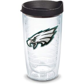 Tervis Made in USA Double Walled NFL Philadelphia Eagles Insulated Tumbler Cup Keeps Drinks Cold & Hot, 24oz - Black Lid, Primary Logo