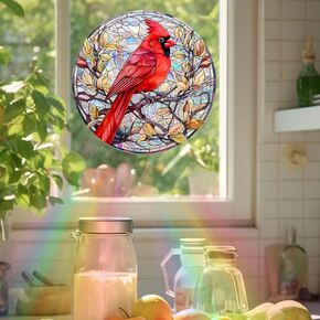 Cardinal Rainbow Bird Window Stickers to Prevent Bird Strikes,Window Decals and Stickers for Bird Strike Prevention to Stop Birds from Hitting Windows (F155)