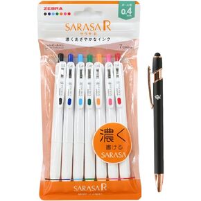 Zebra Pen Sarasa R 0.4mm Gel Retractable Ink Pens 7 Colors Set JJS29-R1-7C Japan Import With Kanji LOVE Sticker
