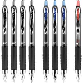 Signo 207 Retractable Gel Pens by Uni, Medium 0.7mm, Includes 4 Black, 3 Blue, 1 Red
