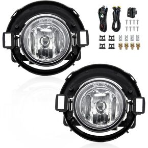 Driving Fog Lights Lamps Assembly Kit for 2005-2015 Nissan Xterra 2010-2017 Nissan Frontier Fog Light Replacement with H11 Halogen Bulbs Switch and Wiring Kit