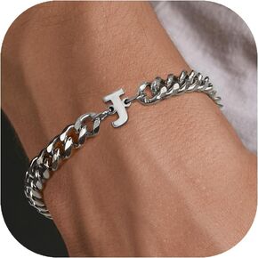 Silver Bracelet for Men, Silver Bracelet for Men, Cuban Link Bracelet for Men, Initial Bracelet for Men