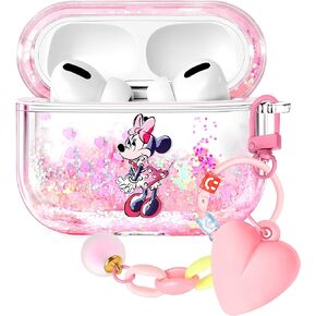 Besoar لـ Airpod Pro/Pro الجيل الثاني حافظة Bling Glitter Liquid Quicksand لطيف الكرتون Kawaii مع سلسلة المفاتيح لحالات Apple AirPod أغطية لامعة للفتيات والنساء وأغطية الأطفال لـ Air Pods Pro، Miny in Kuwait