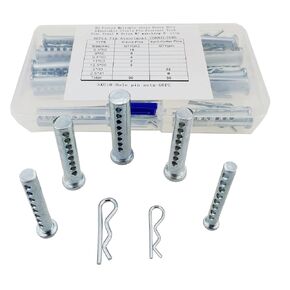 60 Pieces Multiple Sizes Heavy Duty Adjustable Clevis Pin Fastener Tool Zinc Steel 8 Holes W/ Matching R- Clip