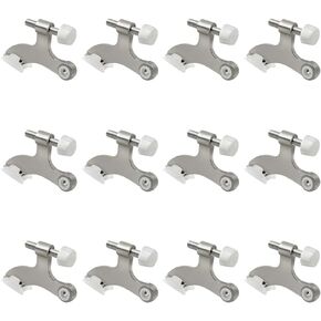12 Pack Hinge Pin Brushed Nickel Door Stopper, Adjustable Heavy Duty Hinge Pin Door Stop with Rubber Bumper Tips