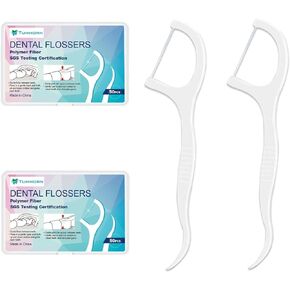 Dental Floss Picks, Oral Care Dental Flossers, Travel Floss Picks for Teeth Cleaning, Portable Case Toothpicks Sticks 100 Count (2 Boxes)