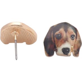 Beagle Face Dog Stud Earrings Enamel Colorful From the Ginger Lyne Collection