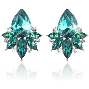 Green Rhinestone Earrings for Women Sparkly Silver Stud Earrings Green Crystal Statement Earrings Danity Cubic Zirconia Earrings Party Wedding Bridal Bridesmaid Prom Party Jewelry Gifts for Girls Wedding Gifts