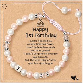 MIXJOY Happy Birthday Gifts for 5-25 Year Old Girls, Birthday Braided Beads Bracelet Gifts for Age 5 to 25 Daughter Granddaughter Niece