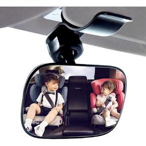 Baby Car Mirror, Interior Rear View Mirror, Car Adjustable Baby Rearview Mirror, Rearview Mirror Accessories 9D Wide Angle Convex Mirror Clip-on mirrors for Viewing Rear baby and Passengers