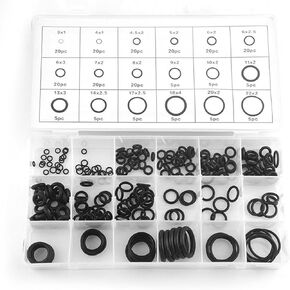 225-Piece Car Air Conditioning Compressor O-Rings Kit, 18 Size Rubber Seal Assortment, Professional AC System Compressor Gaskets for Car Maintenance, Auto Repair Accessories