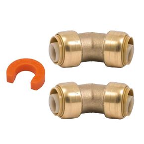 1/2" 45 Degree Elbow U648LF with Disconnect Tool - Lead-Free Brass Coupling Push Fit Fitting for Copper, PEX, CPVC, HDPE and PE-RT - Quick Connect Residential and Commercial Plumbing Tools (pack of 2)