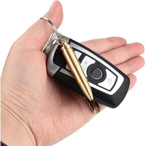 SMOOTHERPRO Mini Pen, 63mm Solid Brass Pocket Pen with Keyring, EDC Pen with Black Ink, Small Pen for Travel, Wallet, Includes 5 Refill Cartridges, Natural(KT463)
