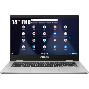 ASUS (متجدد) C423NA Chromebook 14 كمبيوتر محمول FHD مقاس 14 بوصة، معالج Intel Celeron N3350، ذاكرة الوصول العشوائي LPDDR4 سعة 8 جيجابايت، eMMC 64 جيجابايت، 802.11AC WiFi، بلوتوث، النوع C، فضي، نظام تشغيل Chrome in Saudi Arabia