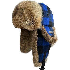 100% ريال الأرنب الفراء الشتاء الصياد قبعة للرجال النساء الروسية الفراء Ushanka الطيار منفذها قبعة رجل الصياد قبعة مع اللوحات الأذن in Kuwait