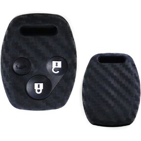 iJDMTOY Carbon Fiber Pattern Soft Silicone Full Coverage Key Cover Case Compatible with Honda Accord Civic CRV CRZ FIT Insight Pilot Odyssey Ridgeline, etc 2 3 4 Button Key