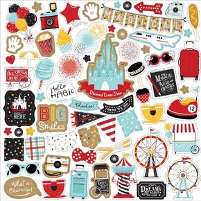 Echo Park Paper Company Remember The Magic Element sticker, red, black, yellow, blue, kraft 12-x-12-Inch