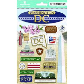 Paper House Productions STDM-2000E Travel Washington D.C. 2D Stickers, 3 Pack