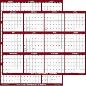 تقويم حائط SwiftGlimpse 2024 مقاس 45.72 سم × 60.96 سم، قابل للمسح، كبير رطب وجاف، مصفح، مخطط حائط سنوي سنوي لمدة 12 شهرًا، قابل للعكس، أفقي/عمودي، كستنائي in Kuwait