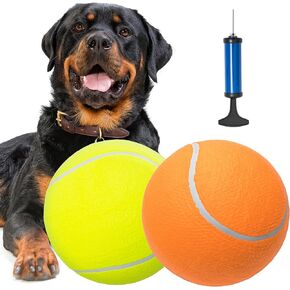 Dog Tennis Balls - Interactive Large Dog Balls Indoor Outdoor for Training Play Exercise Fetch- 2 Pack Inflatable Funny Dog Toys for Small Medium Large Dogs