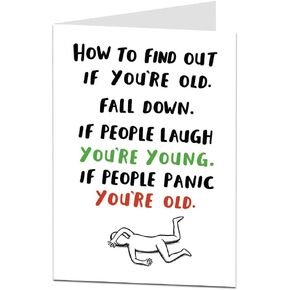 LimaLima Funny Happy Birthday Card For Men I Women. Humorous How To Find Out If Your Old Joke. Perfect For Mom Dad Grandpa 50th 60th 70th Fall Down