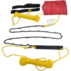 , 48 Inch Tree Limb Hand Rope Chain Saw 63 Teeth Comfortable Handle High Hardness Folding Pocket Chainsaw for Tree Pruning