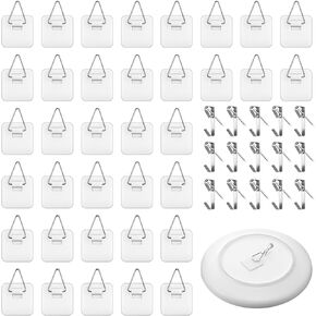 100 Pcs Invisible Plate Hangers for The Wall 1.25 In 50Pcs Vertical Plate Holders 50 Pcs 30lbs Picture Hangers with Nails for Plate Pictures Photo Decorative Frame Wall Hook Art Supplies Decor