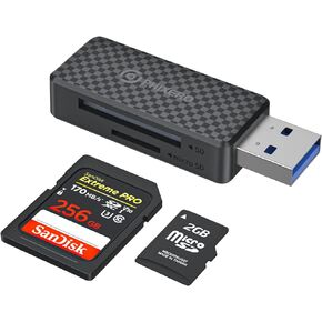 قارئ بطاقات SD من PHIXERO لبطاقة ذاكرة الكاميرا، قارئ بطاقات Micro SD/SD 2 في 1 USB C مع قارئ بطاقات ذاكرة فائق السرعة 5 جيجابت في الثانية متوافق مع الكمبيوتر بمنفذ USB-A والمزيد من أجهزة USB A in Kuwait