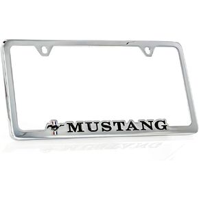 Ford Mustang Chrome Contoured Plated Zinc Metal License Plate Frame Holder Bottom Engraved 2 Hole