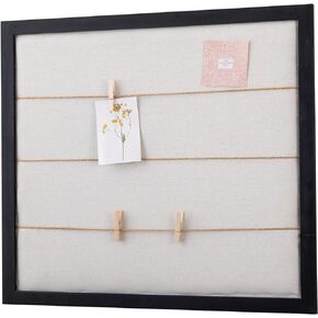 SOFE Linen Black Pin Board 28 X 32 Inches, Large Wood Framed Bulletin Boards for Walls, Hanging Photo Display with Clips, Vision Board/Notice Board for Office Home Kitchen