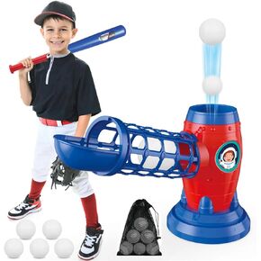 T Ball Set RC Pitching Machine with Plastic Baseball Bat for Toddler Kids Sports & Outdoors Toys - Training Equipment & Batting Practice Toys Gifts for Youth Boys & Girls