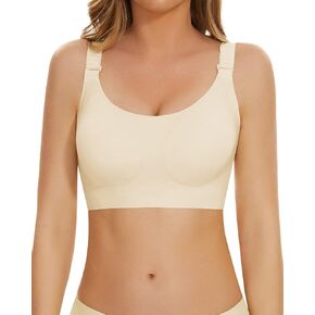 WOWENY Wireless Minimizer Bras for Women Comfortable Adjustable Full Coverage Padded Bralettes Lift Push Up Smoothing Bra